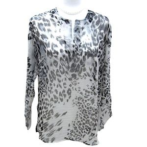 Leopard Print Beach Tunic Top Sz S